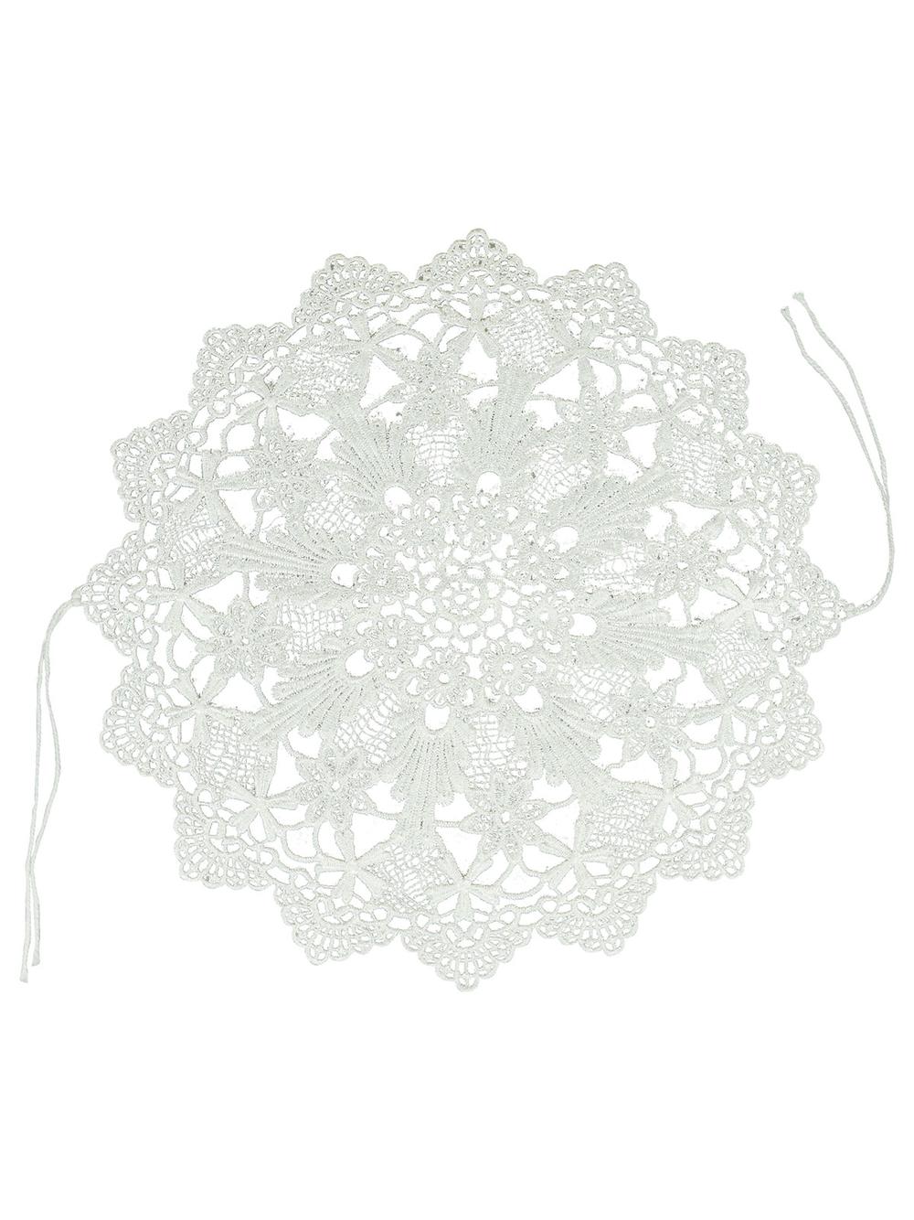 Ażurowa serweta na koszyczek (okrągła) - z tasiemkami do wiązania wzór B