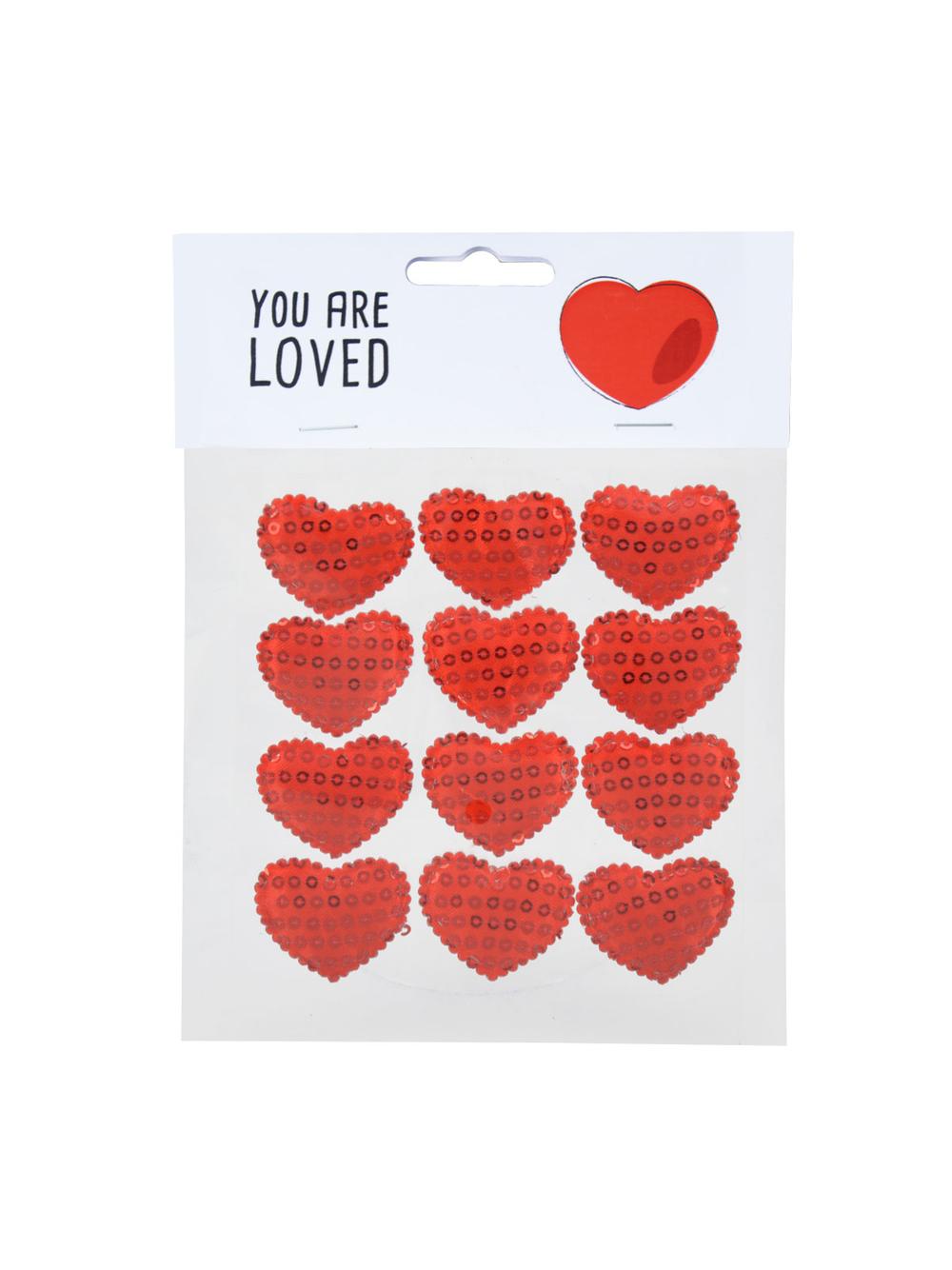 Cekinowe serca - naklejki (12 szt.)