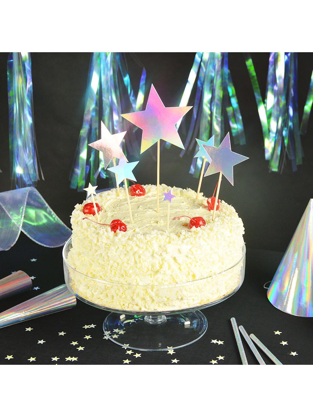 Dekoracja ciasta - opalizujące gwiazdki (7 szt.)