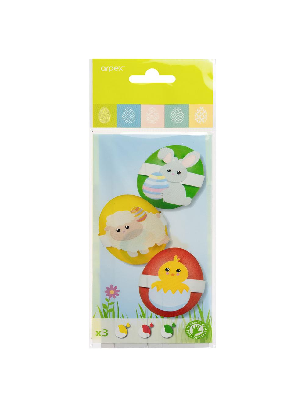 Zestaw do zdobienia pisanek (barwniki 3 szt., papierowy arkusz z postaciami)