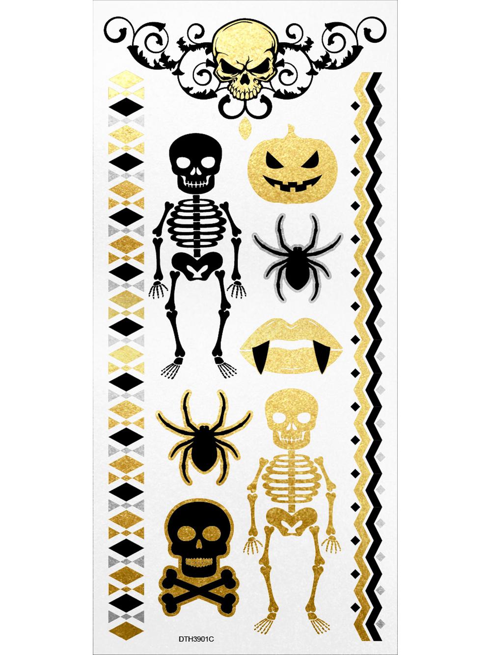 Metaliczne tatuaże halloweenowe