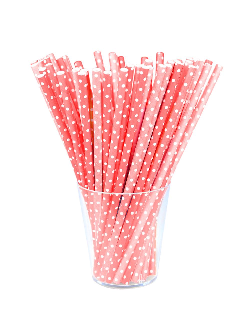Słomki papierowe czerwone w białe kropki (144 szt.) - FSC Mix Credit