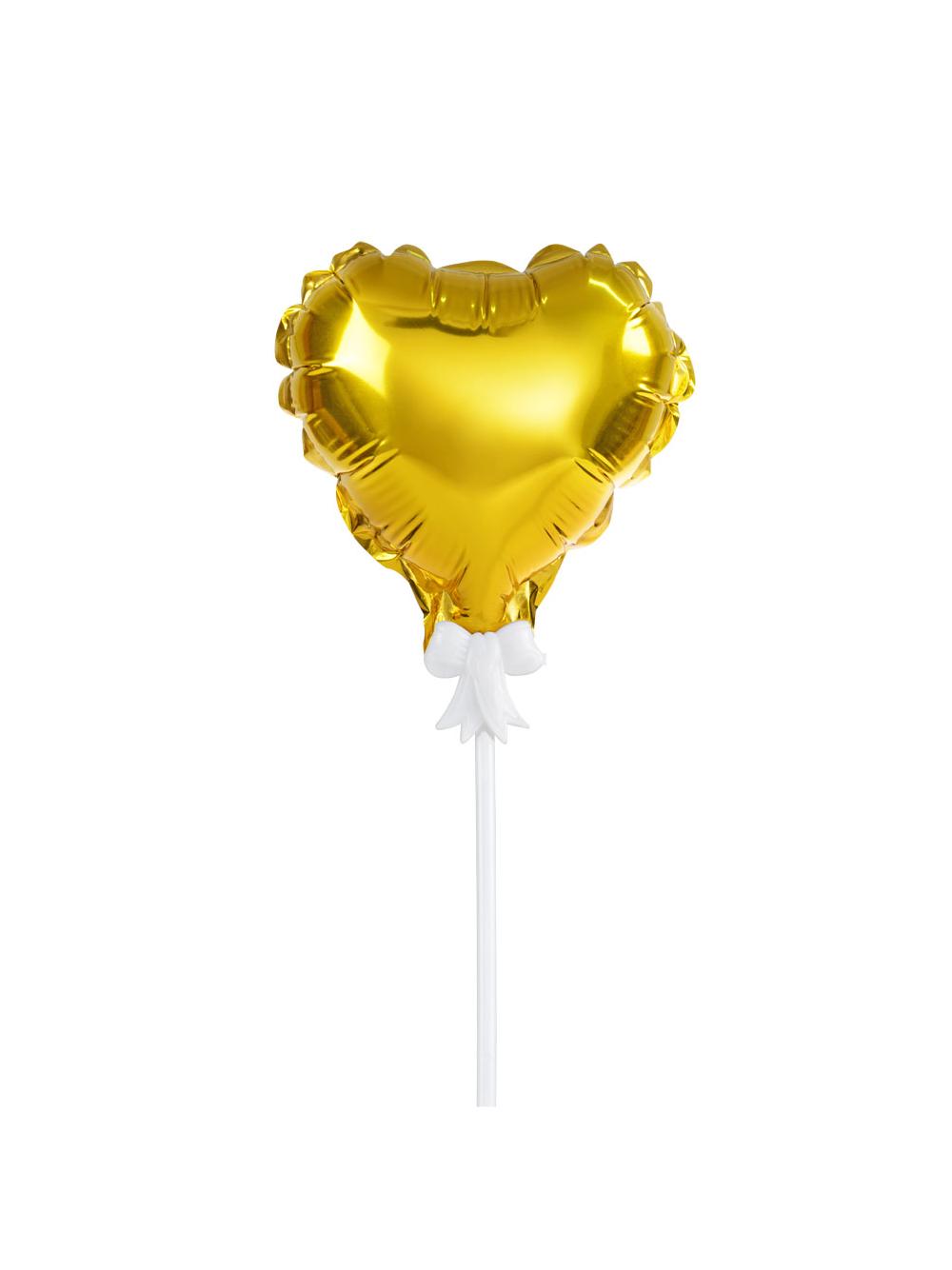 Balon foliowy na patyczku serce złoty