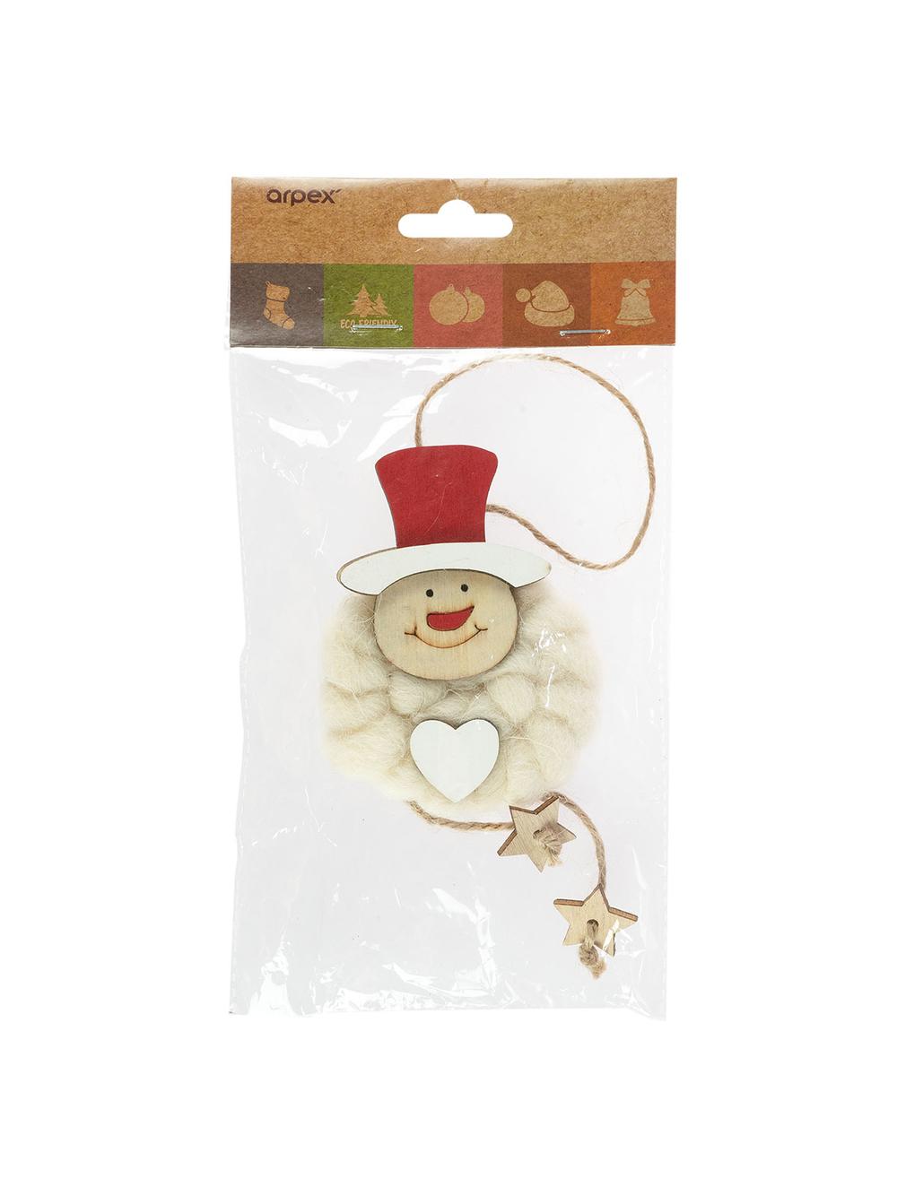 Drewniana zawieszka z wełną