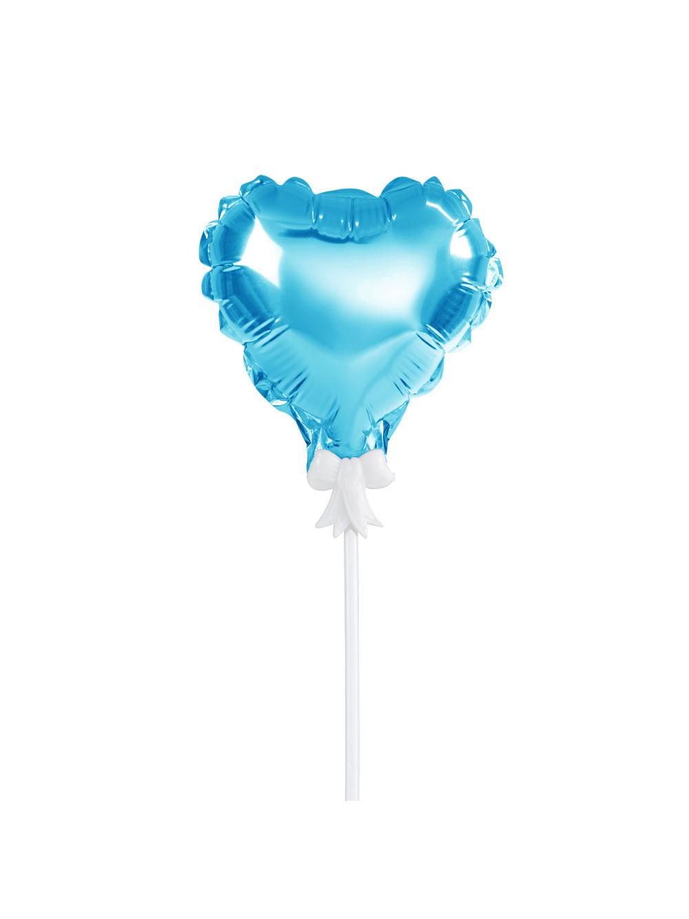 Balon foliowy na patyczku serce niebieski