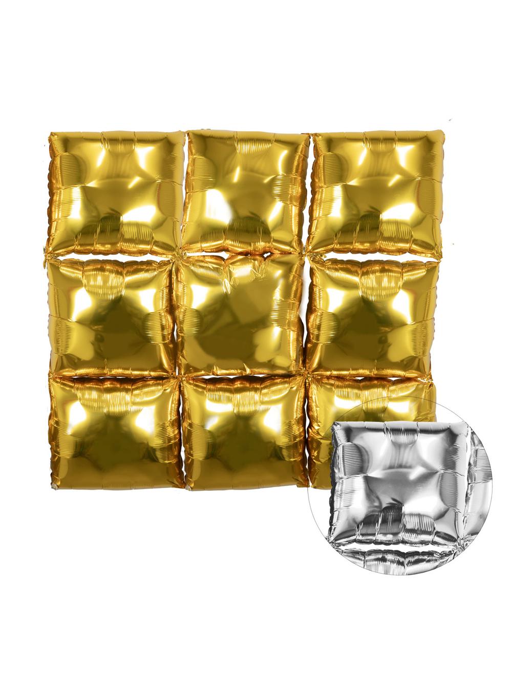 Ścianka party - złoto-srebrny zestaw balonów foliowych (9 szt.)