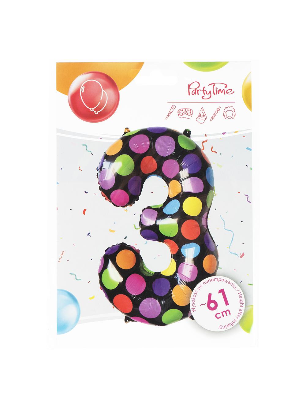 Balon foliowy cyferka w kropki nr 3