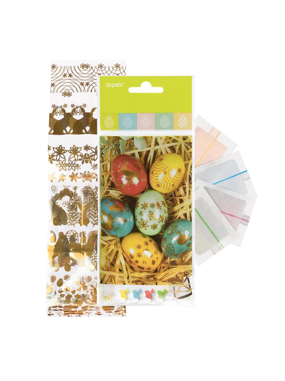 Barwniki 4 kolory + owijki (9 szt.) ze złotym motywem