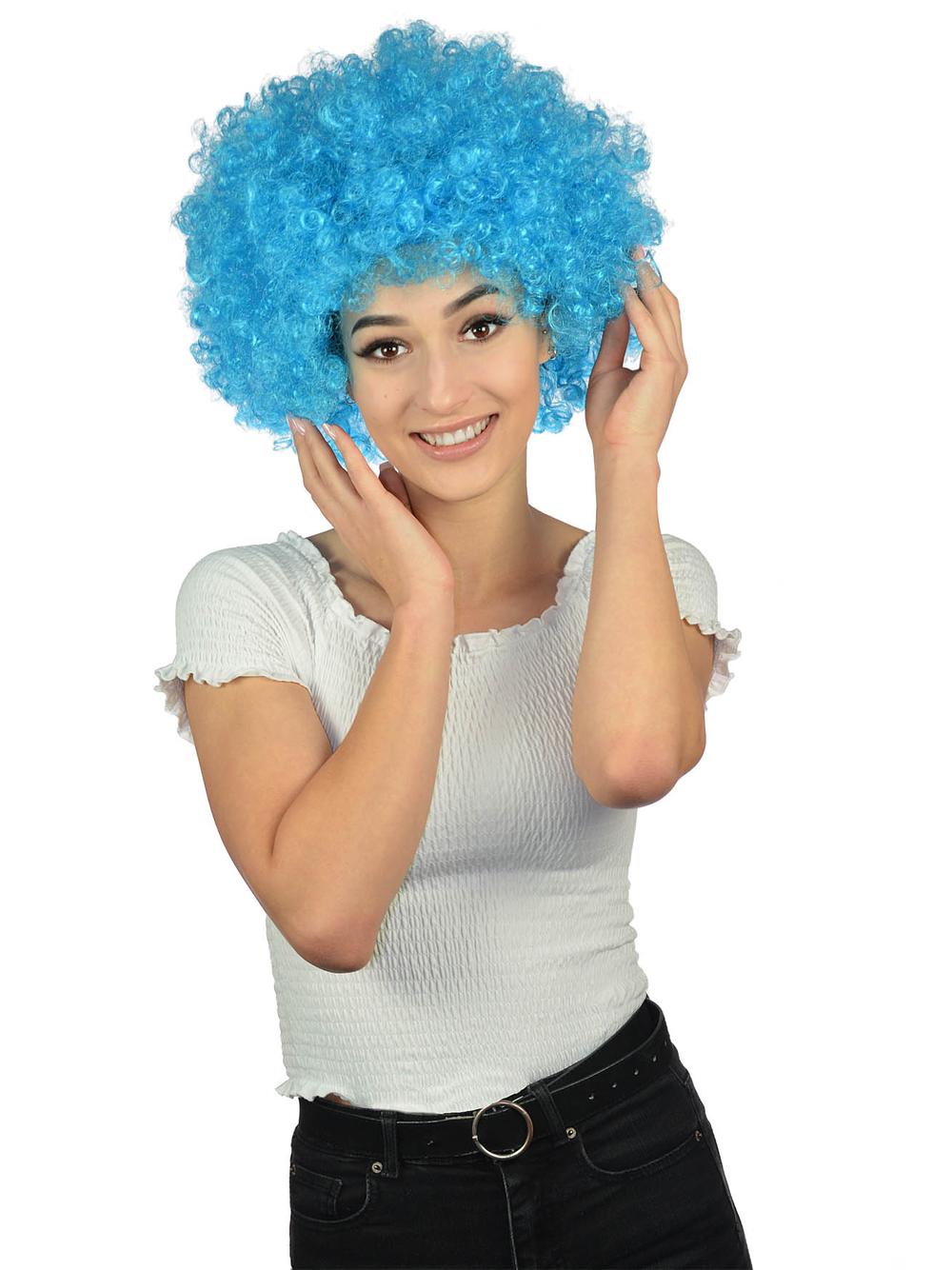 Peruka afro XXL niebieska