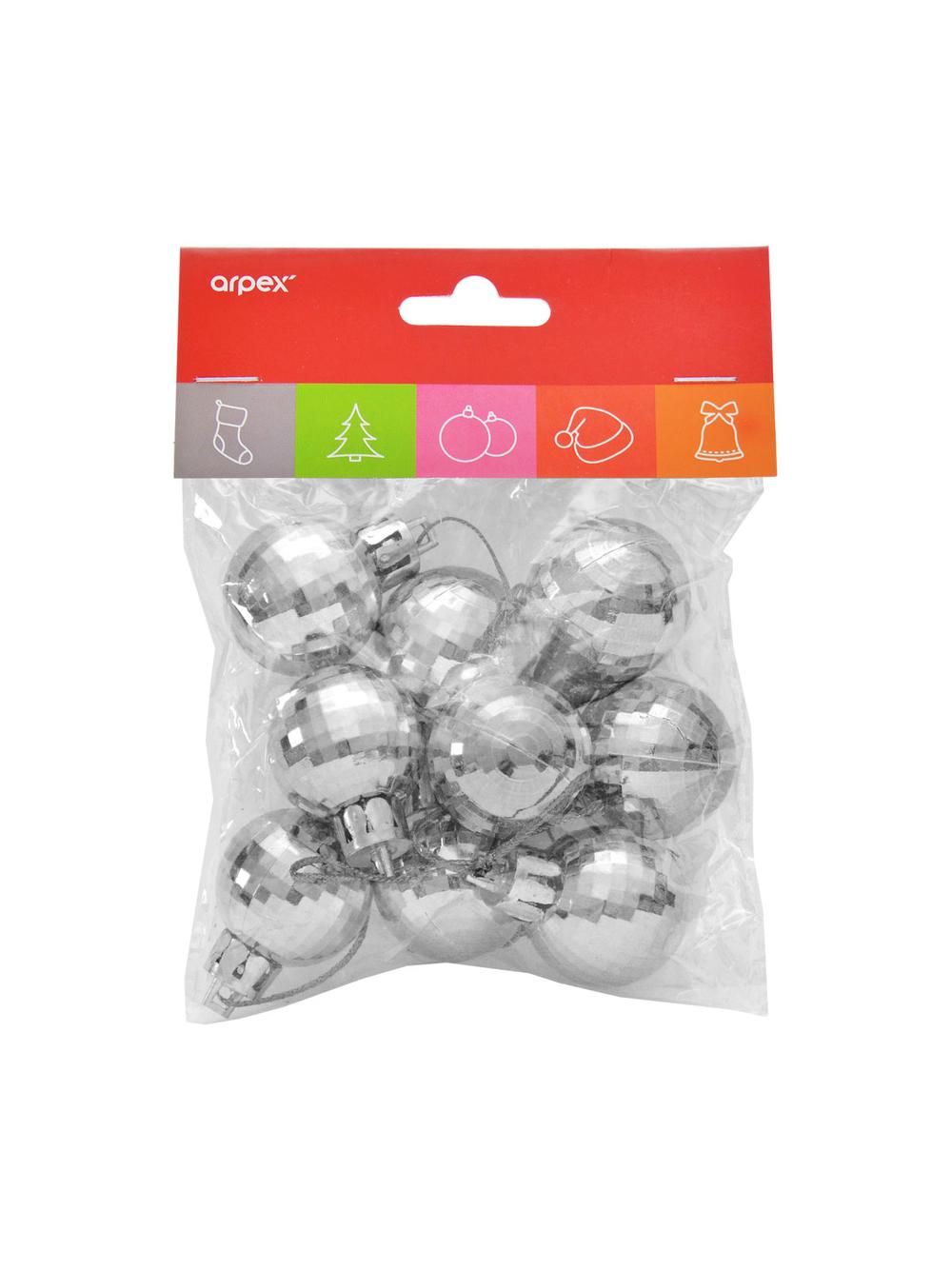 Bombki disco (9 szt.) srebrne