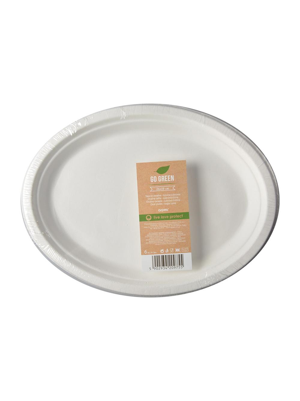 Talerze owalne 26x19 cm - trzcina cukrowa (6 szt.)
