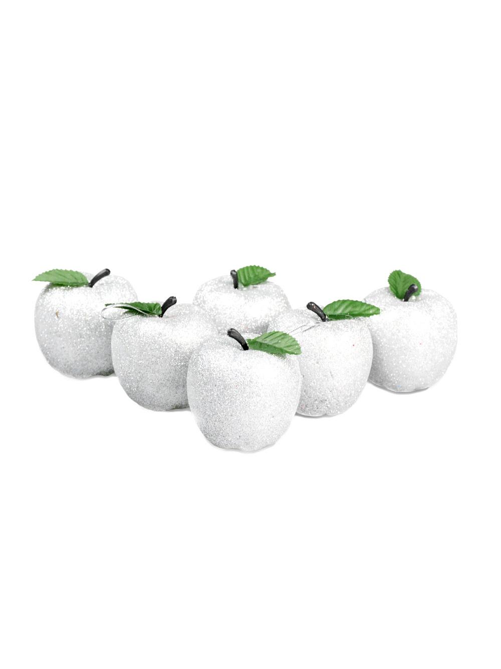 Jabłuszka brokatowe (6 szt.) srebrne