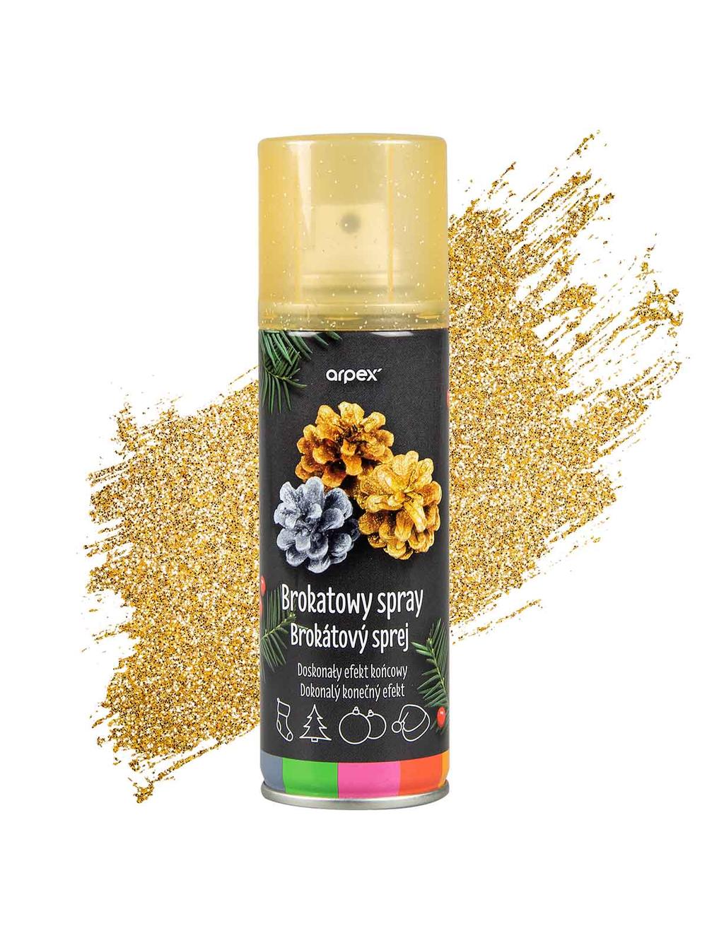Brokatowy spray dekoracyjny złoty