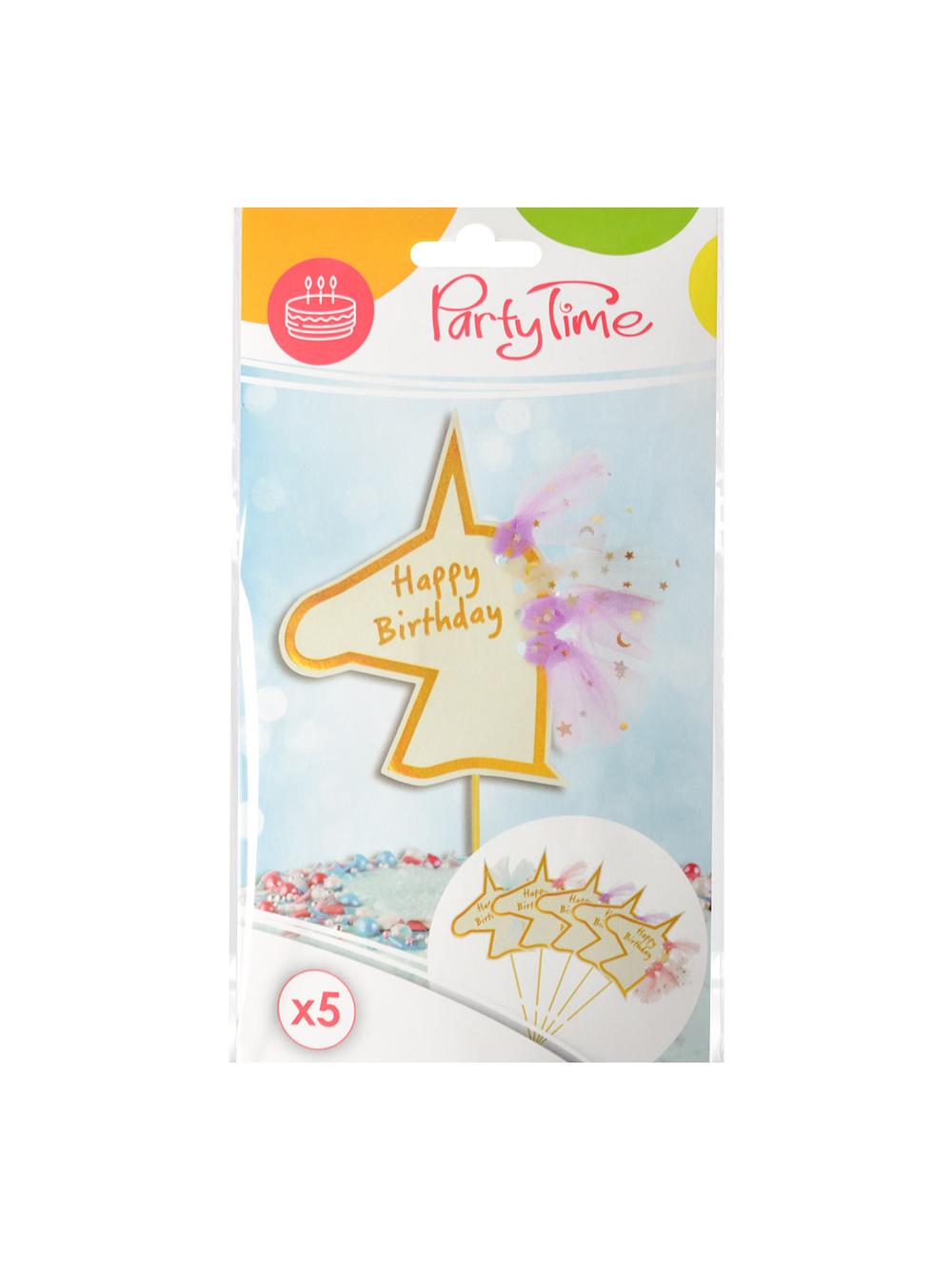 Dekoracja tortu - Jednorożec z grzywą (5 szt.)