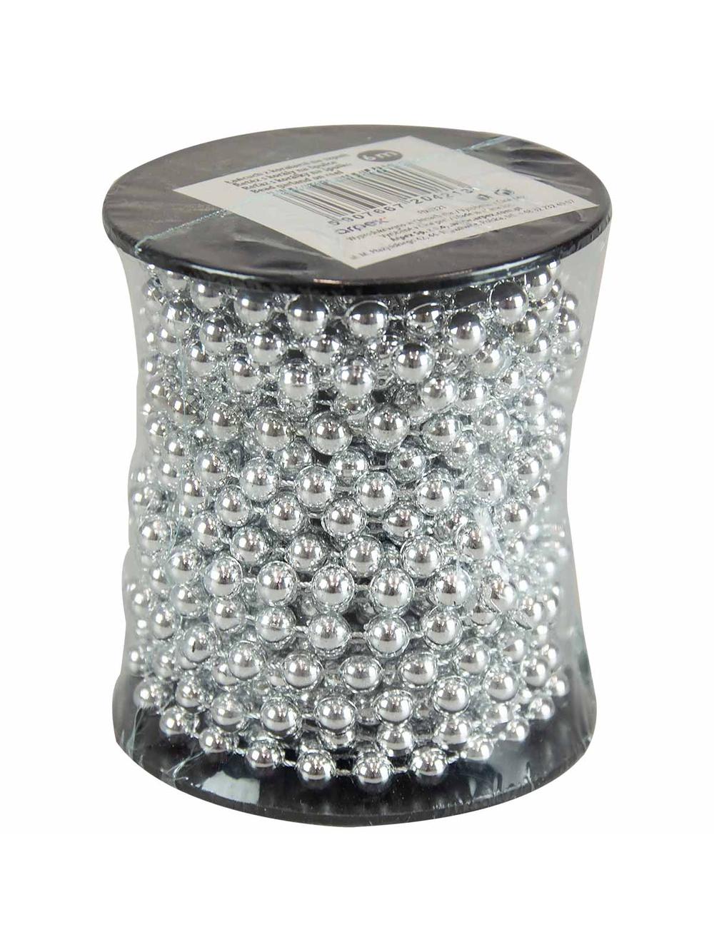 Łańcuch z koralami na szpuli srebrny