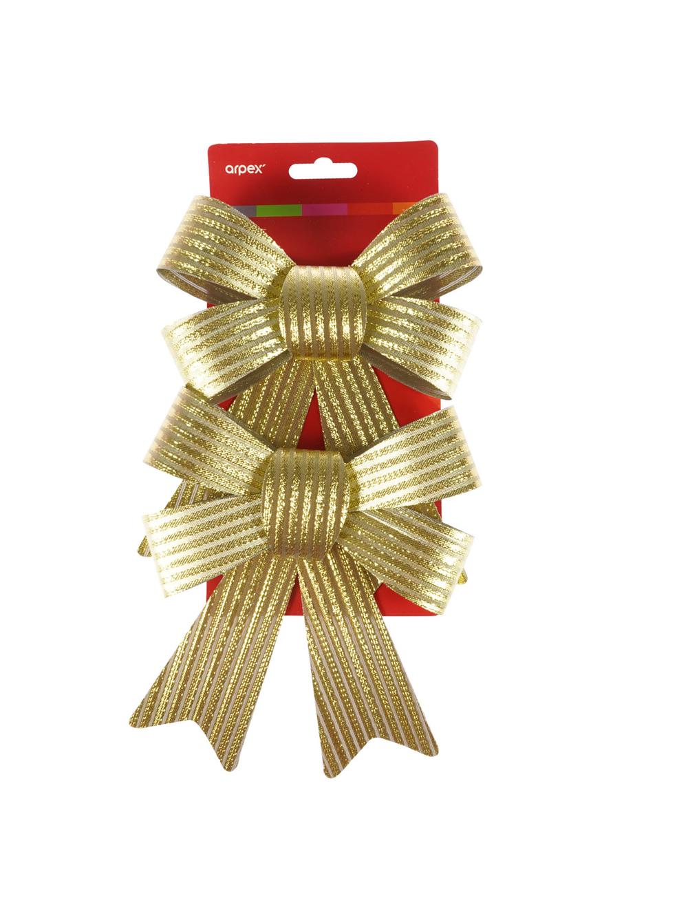 Zestaw kokard dekoracyjnych - prążki (2 szt.) złotych