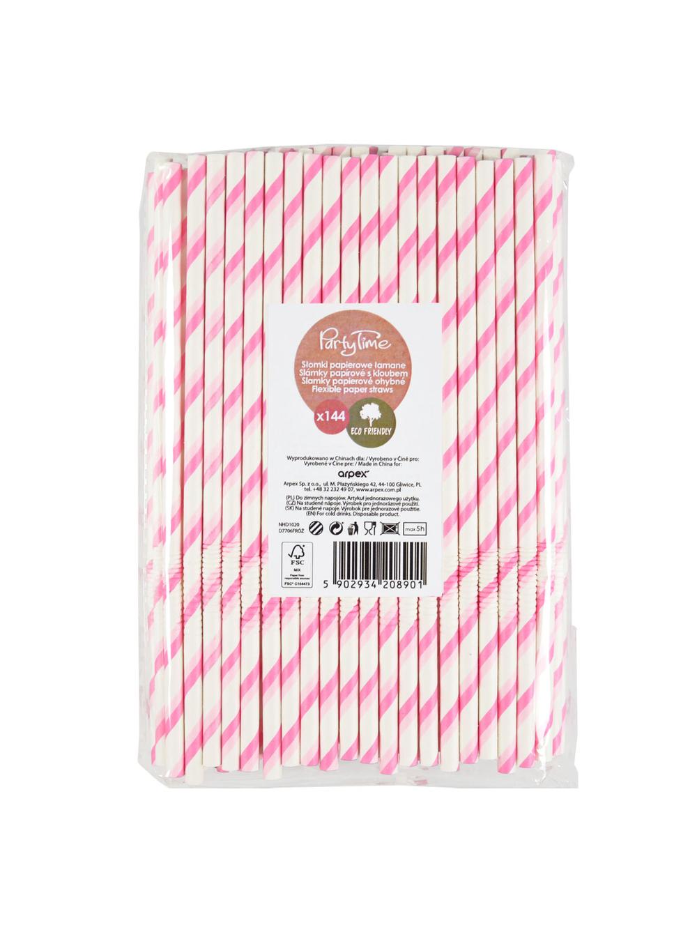 Słomki papierowe łamane różowe (144 szt.) - FSC Mix Credit