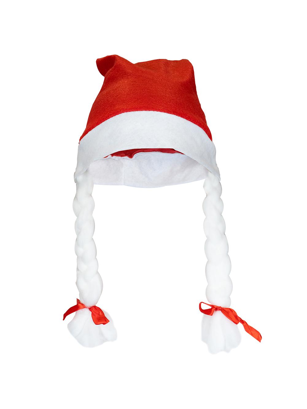 Czapka Mikołaja z warkoczami