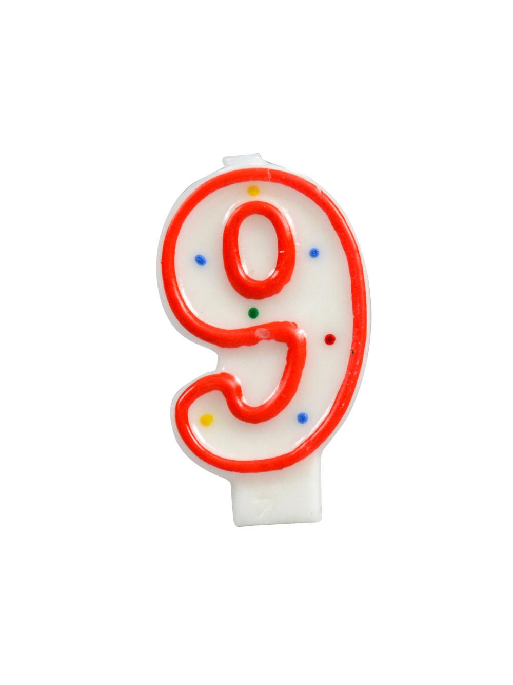 Świeczka cyferka - kropki nr 9
