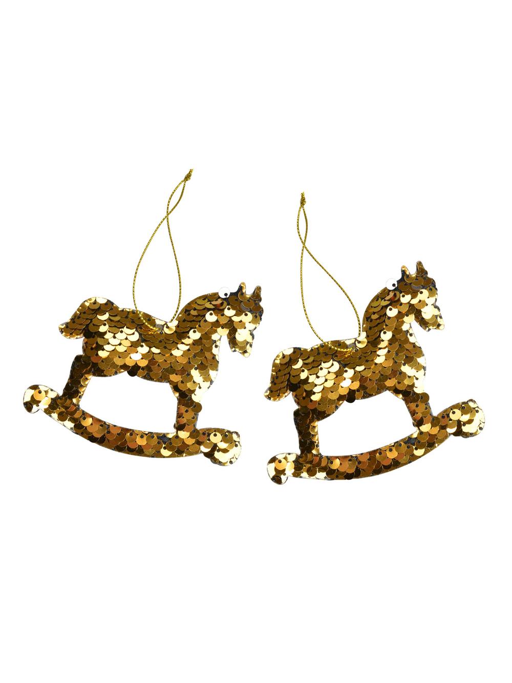 Zestaw cekinowych koników na biegunach (2 szt.)