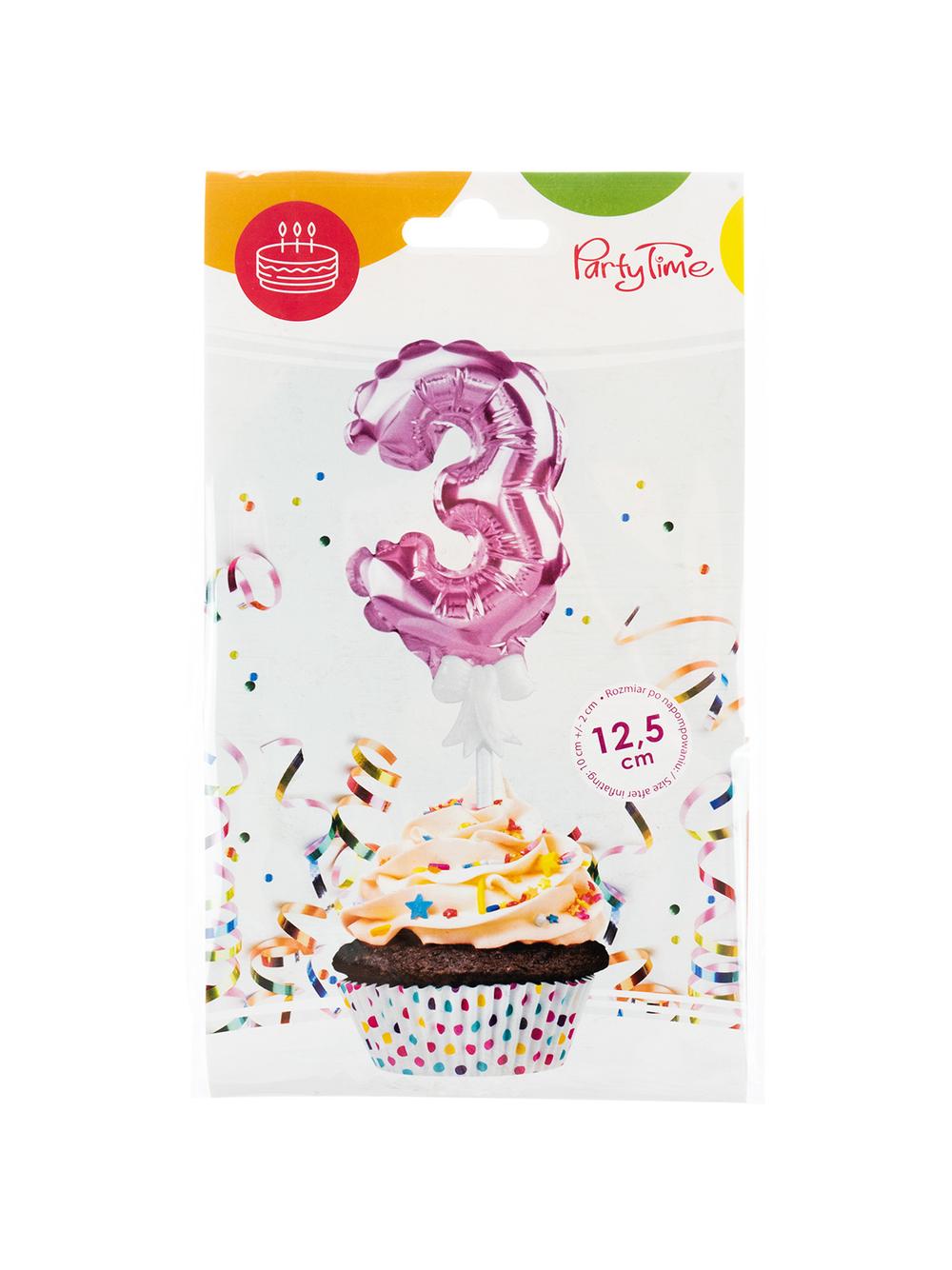 Balon foliowy na patyczku nr 3 różowy