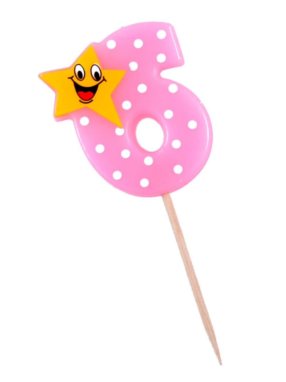 Świeczka cyferka z gwiazdką nr 6