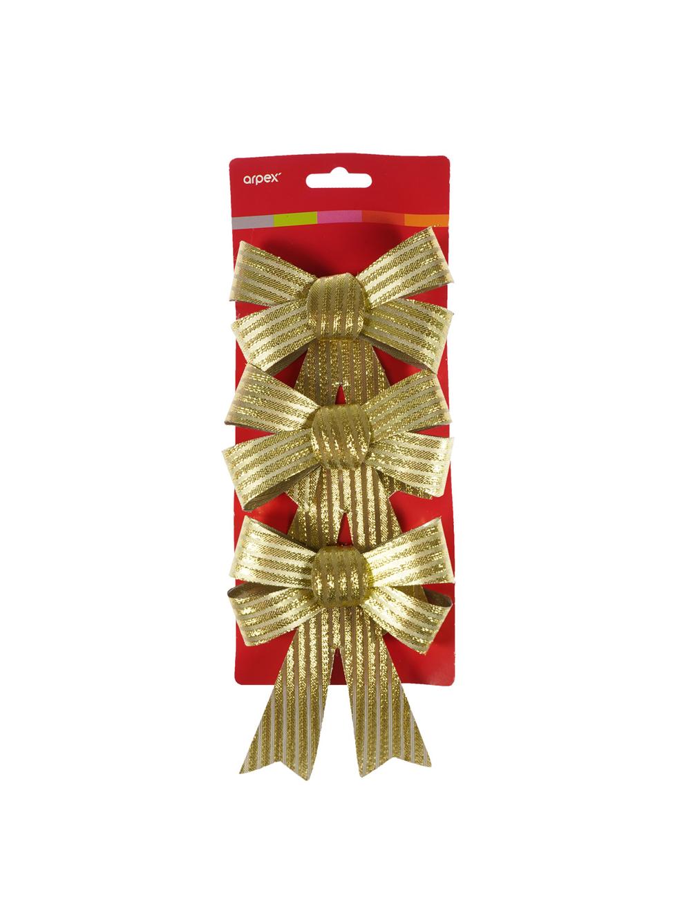 Zestaw kokard dekoracyjnych - prążki (3 szt.) złotych