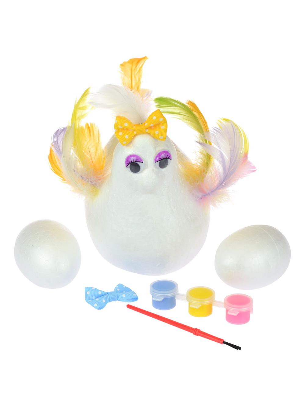 Zestaw dekoracji kreatywnych "wesoła kurka" (kura, jajka x2, elementy do zdobienia)