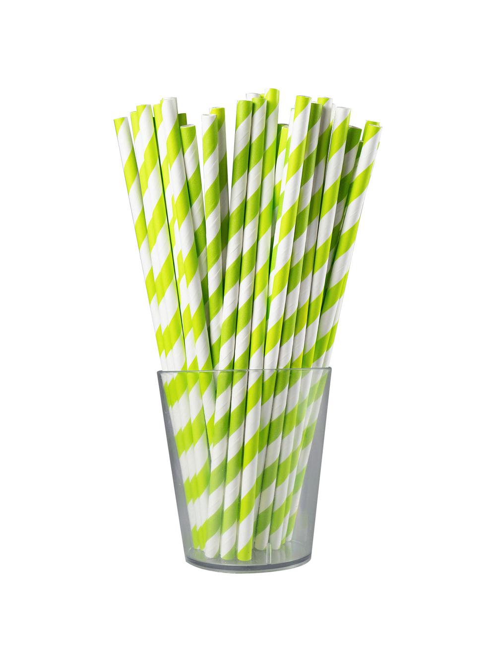 Słomki papierowe - paski limonkowe (12 szt.) - FSC Mix Credit