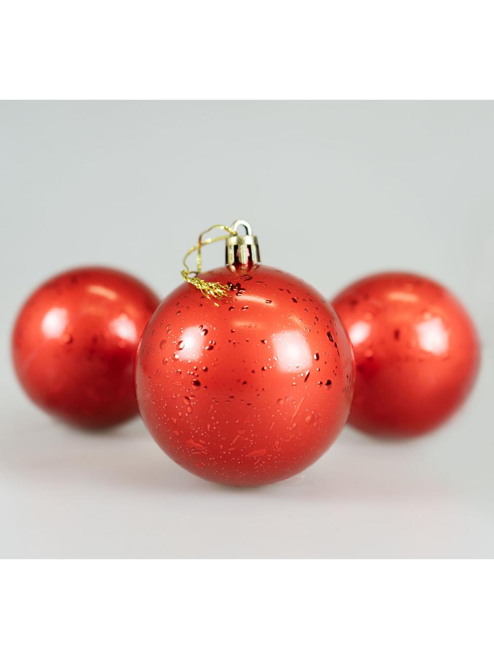 Zestaw bombek z efektem rosy (4 szt.) - czerwony