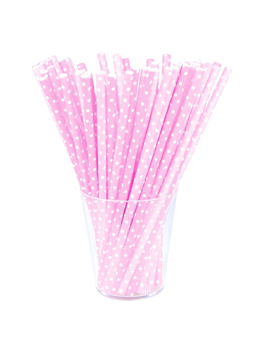 Słomki papierowe różowe w białe kropki (144 szt.) - FSC Mix Credit