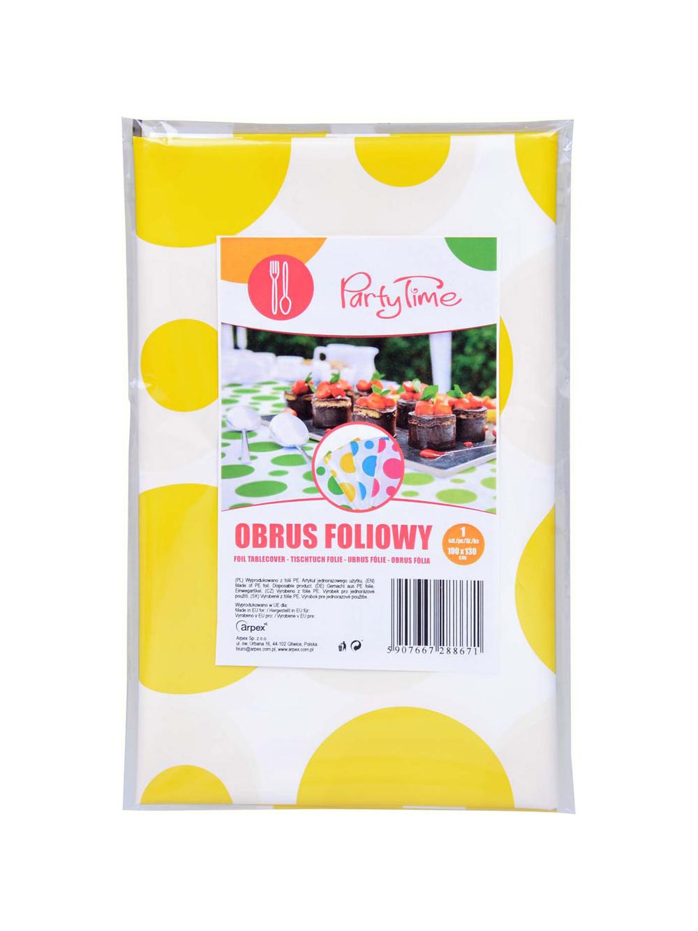 Obrus folia w grochy żółty