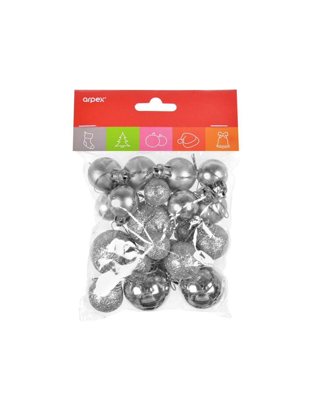 Komplet bombek dekorowanych - mix rozmiarów srebrny