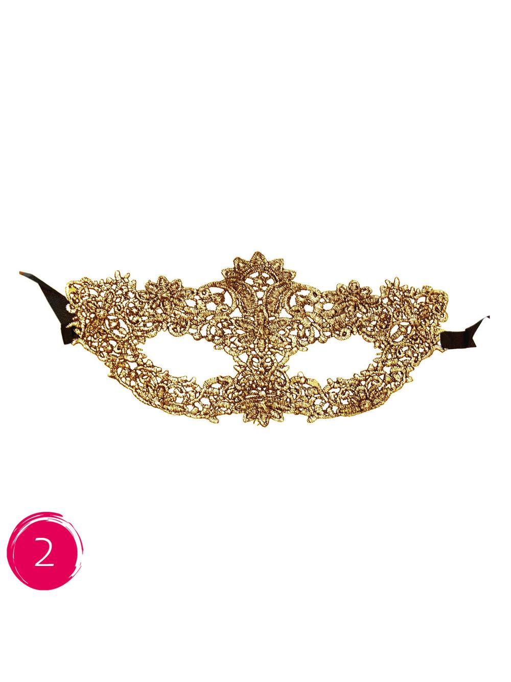 Subtelna maska koronkowa glamour złota