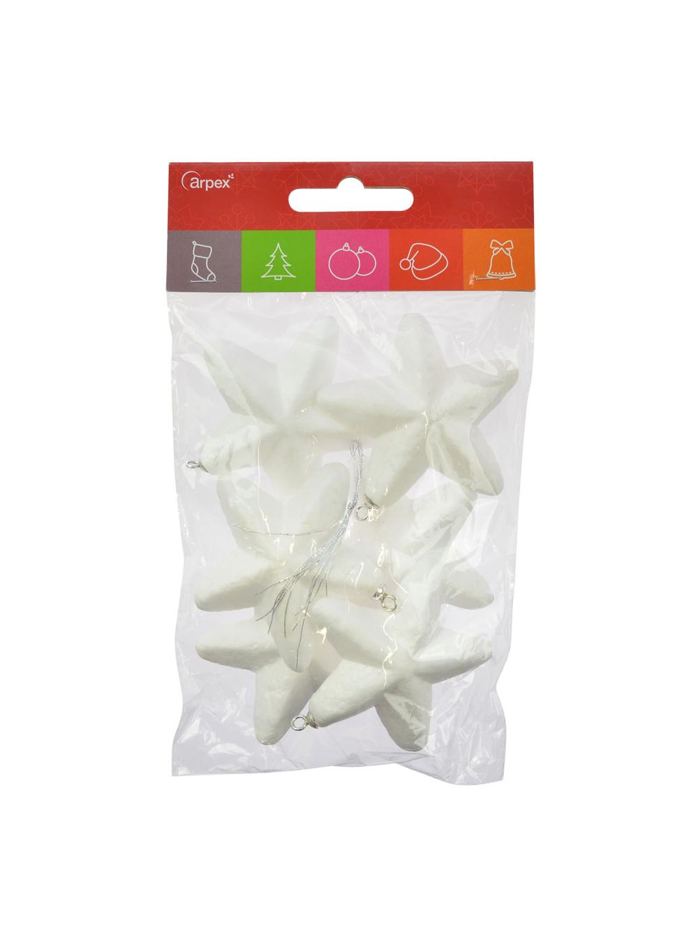 Gwiazdki styropianowe z zawieszkami (6 szt.)