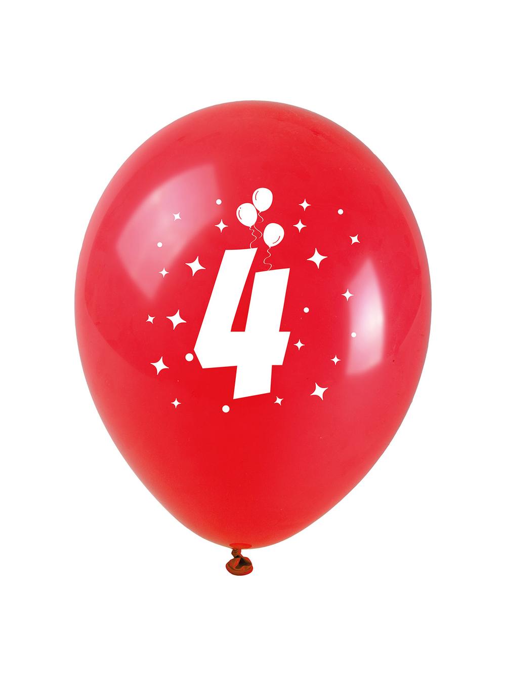 Balony z nadrukiem cyferki - 4 (3 szt.)