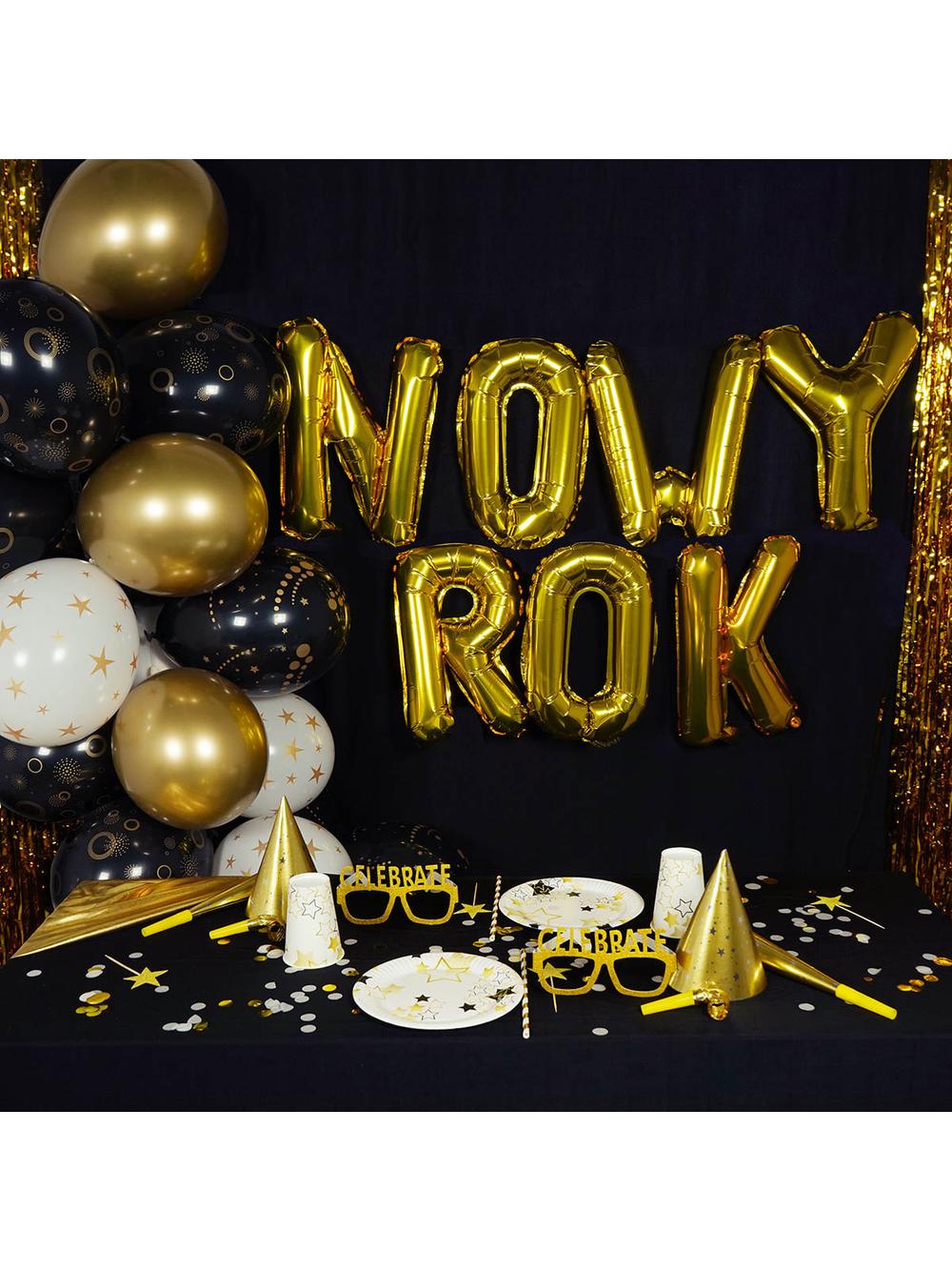 Balony okazjonalne ze złotym nadrukiem (6 szt.)