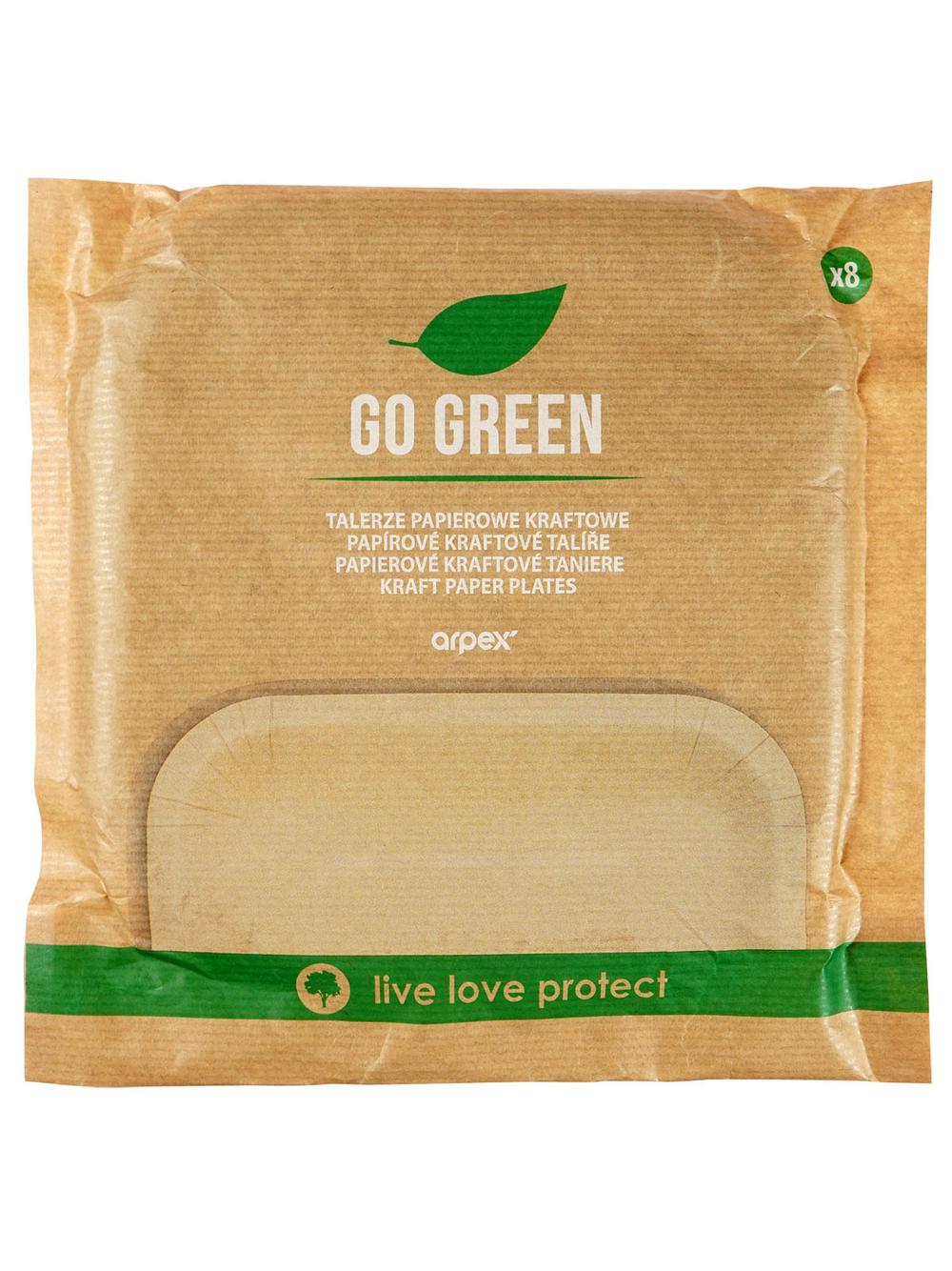 Talerze papierowe kraftowe 18x18 cm (8 szt.) - FSC mix