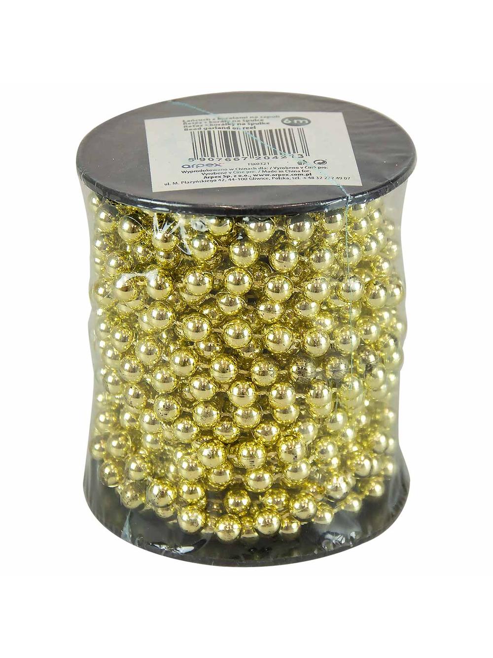 Łańcuch z koralami na szpuli złoty