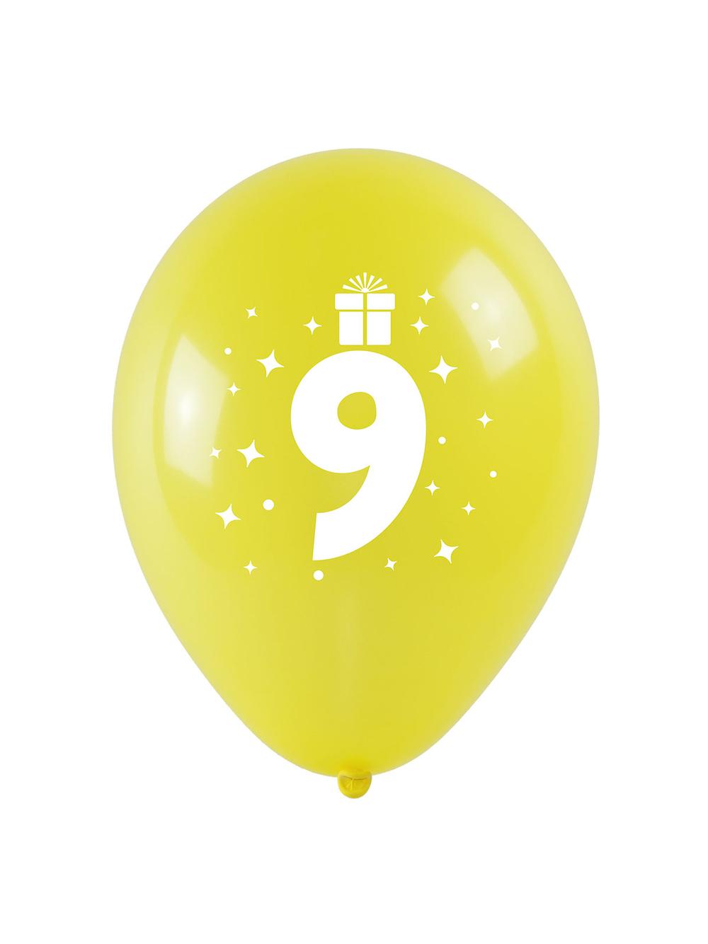 Balony z nadrukiem cyferki - 9 (3 szt.)