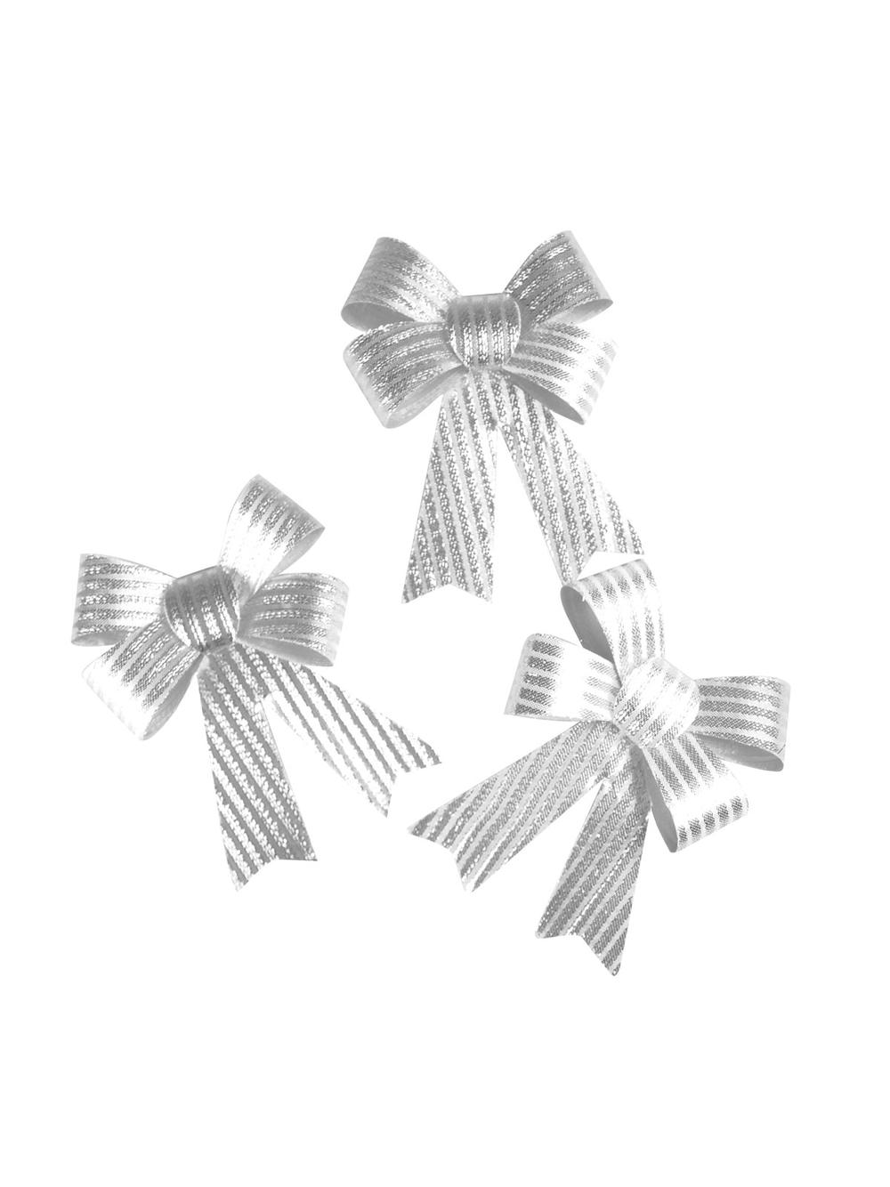 Zestaw kokard dekoracyjnych - prążki (3 szt.) srebrnych