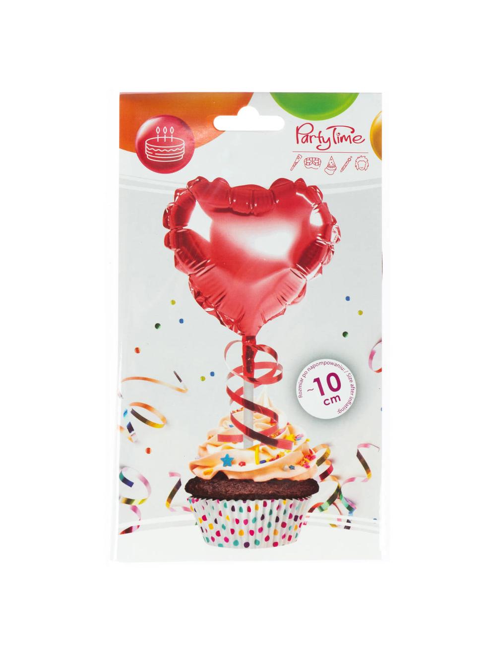 Balon foliowy na patyczku serce czerwony