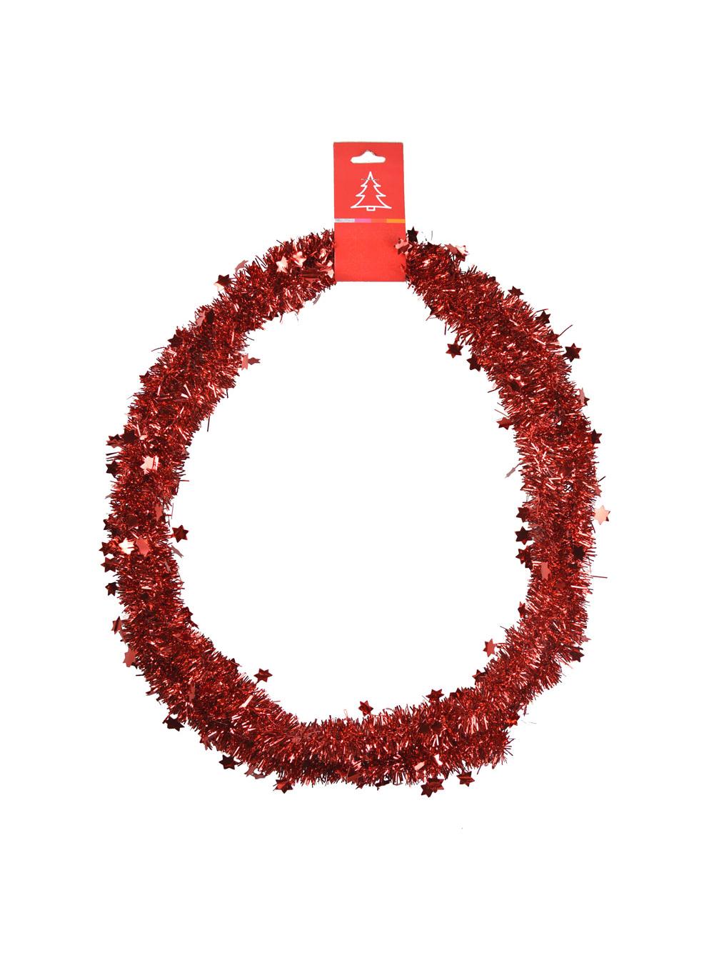 Łańcuch z gwiazdkami/ śnieżynkami czerwony