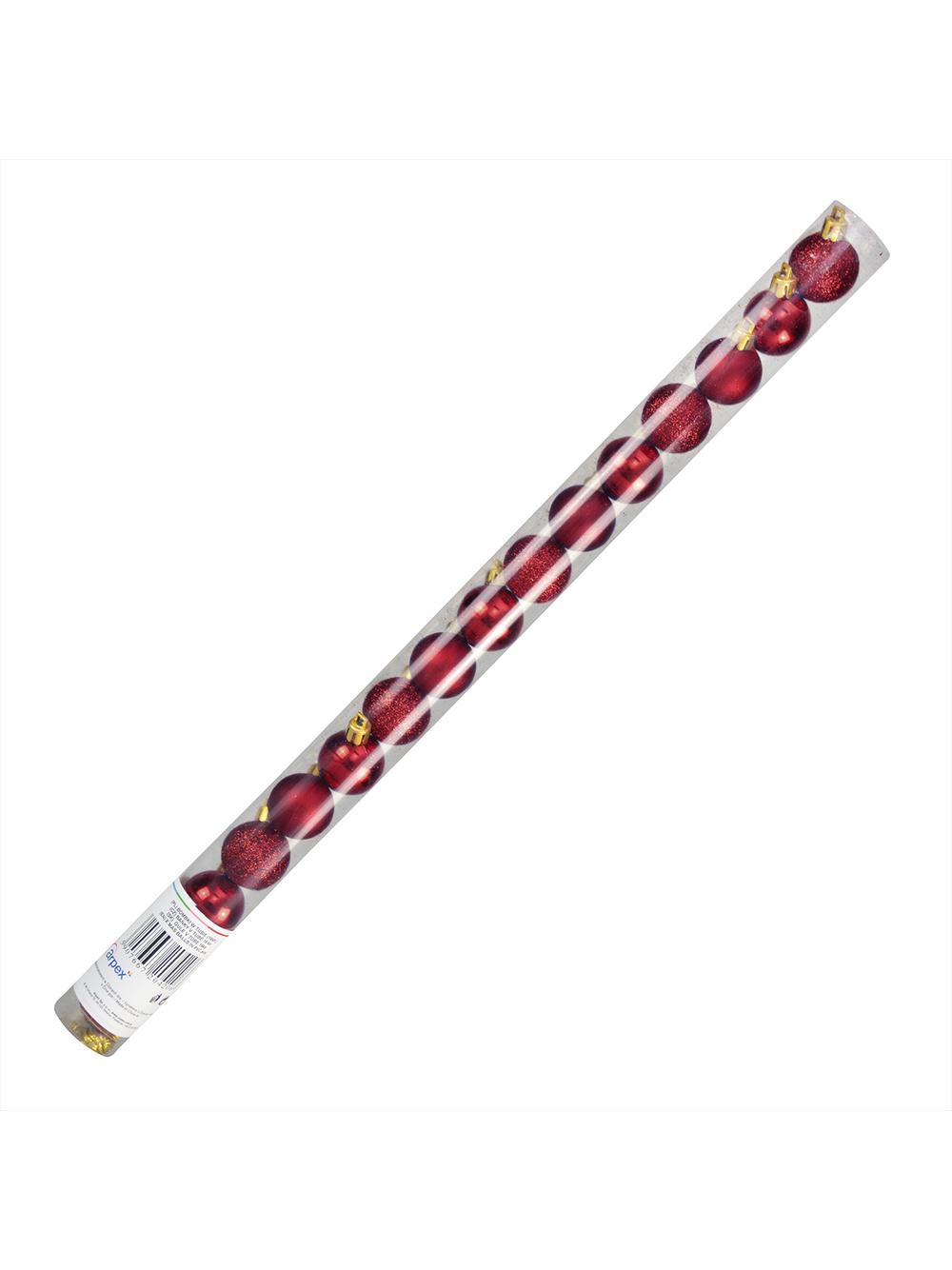 Bombki w tubie (16 szt.) bordowe