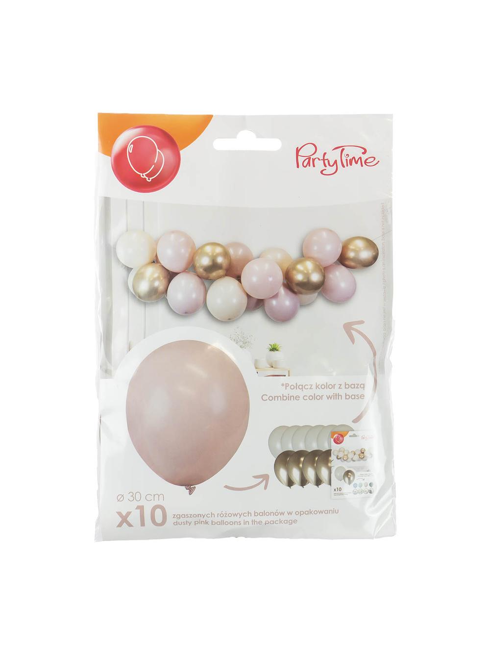 Balony pastelowe jednokolorowe zgaszony róż (10 szt.)