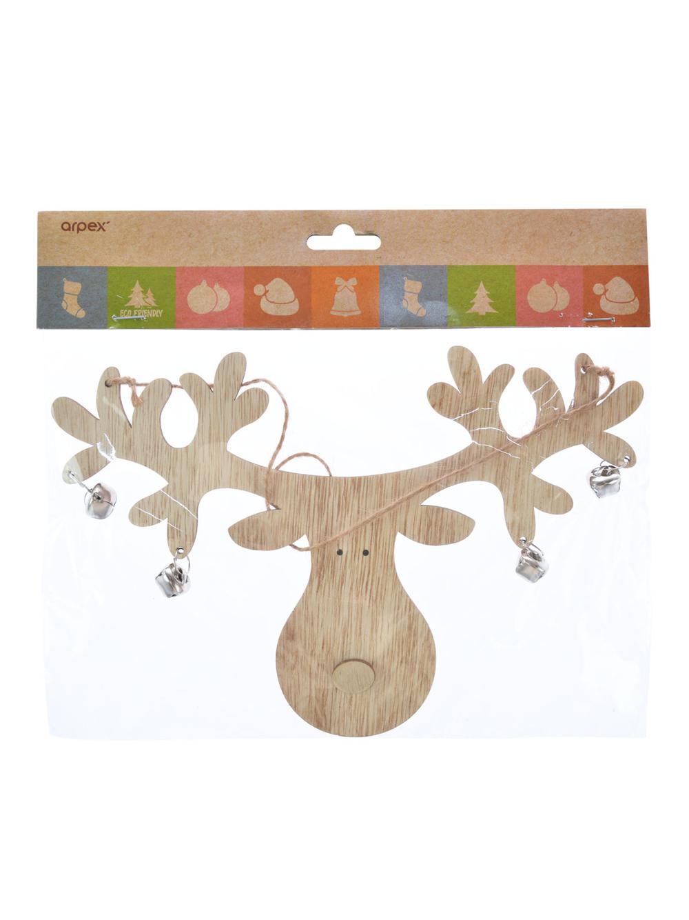 Renifer z dzwoneczkami - zawieszka - FSC 100%