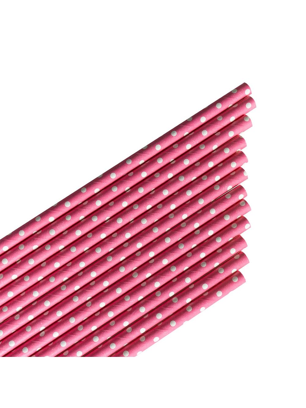 Słomki papierowe różowe w białe kropki (12 szt.) - FSC Mix Credit