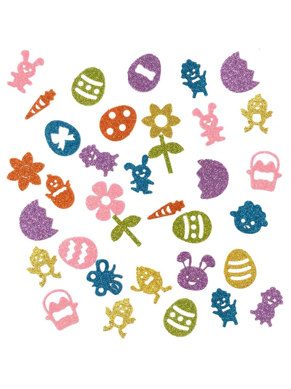 Brokatowe naklejki - wielkanocne kształty z pianki