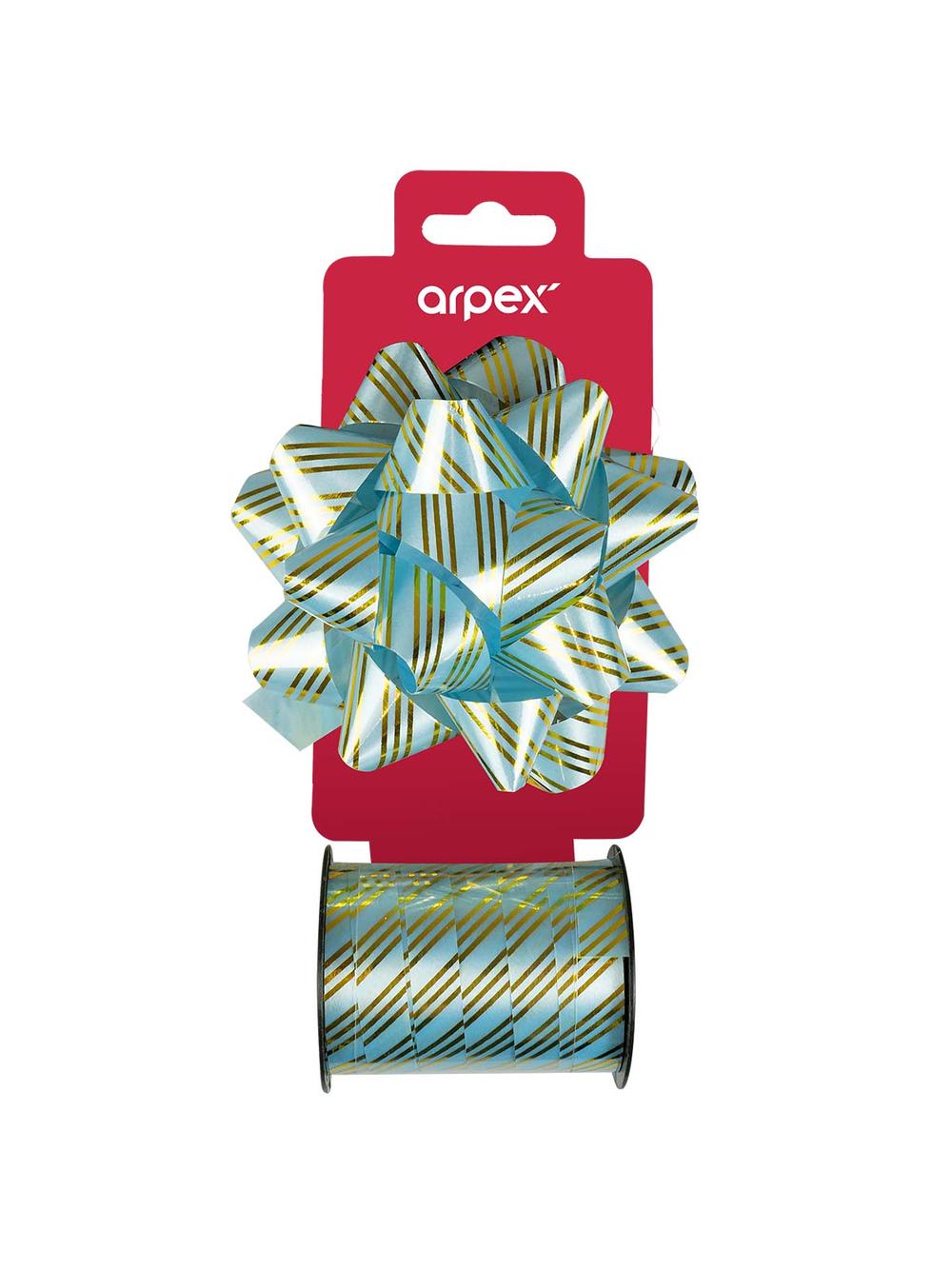 Zestaw do dekoracji prezentów w paski niebieski