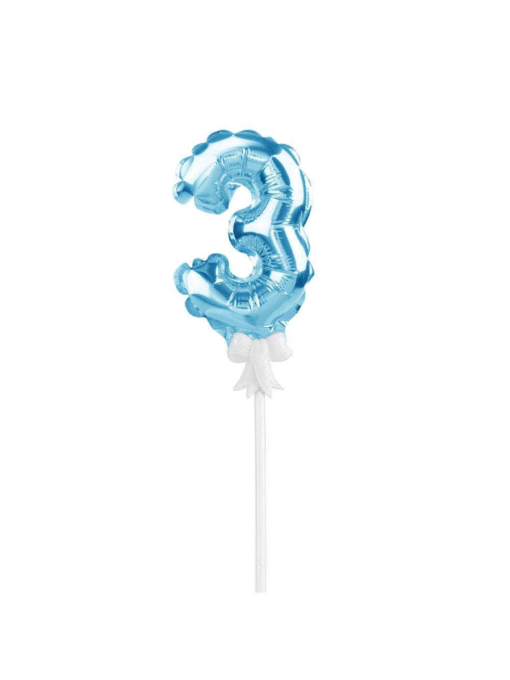 Balon foliowy na patyczku nr 3 niebieski